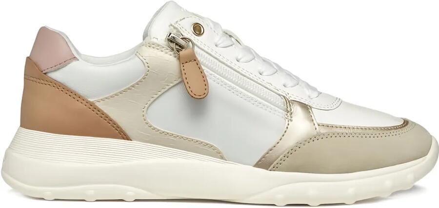 Geox Allenie leren sneakers met ritssluiting Beige