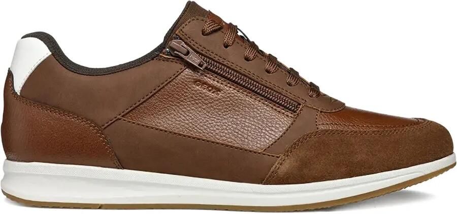 Geox Avery leren sneakers met rits Bruin