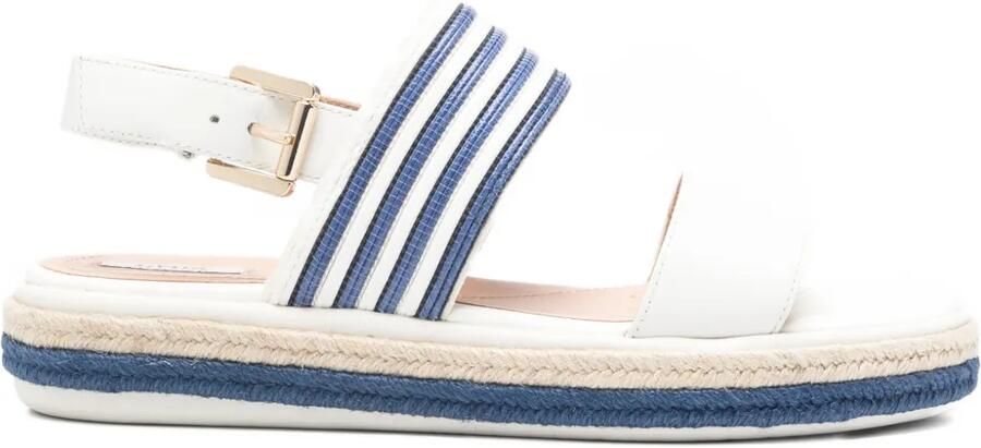 Geox D Leelu gestreepte espadrille sandalen Wit