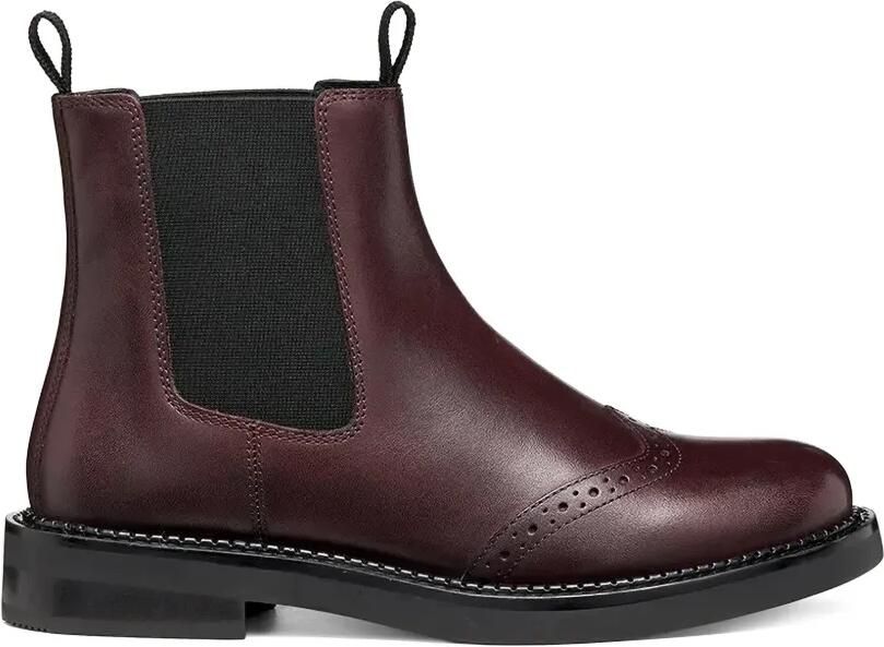 Geox D Serilda leren enkellaarzen met brogue-detail Bruin - Foto 3