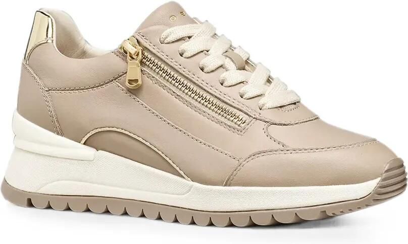 Geox Desya leren sneakers met rits Beige