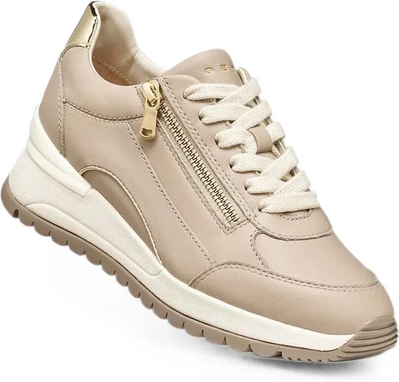 Geox Desya leren sneakers met rits Beige - Foto 2