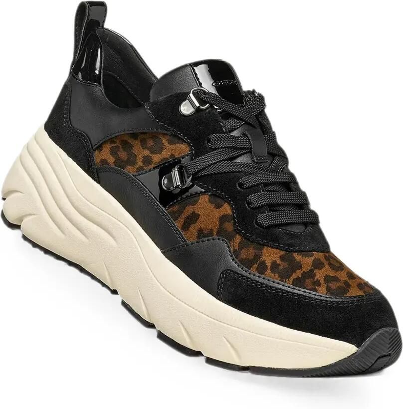 Geox Diamanta sneakers met luipaardprint en vlakken Zwart - Foto 2