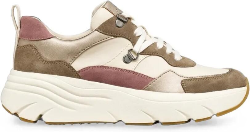 Geox Diamond sneakers met metallic-effect en vlakken Beige