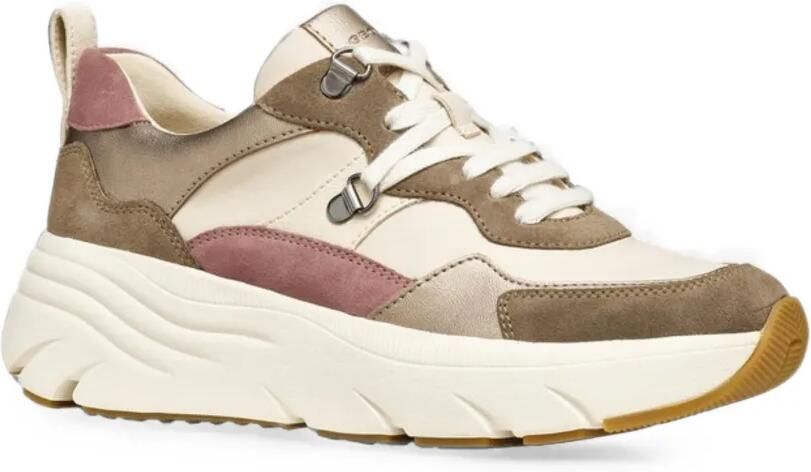 Geox Diamond sneakers met metallic-effect en vlakken Beige - Foto 4