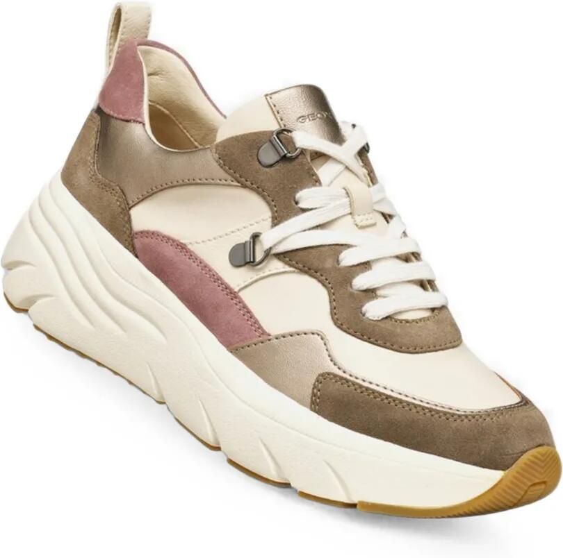 Geox Diamond sneakers met metallic-effect en vlakken Beige - Foto 2