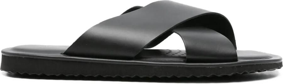 Geox Erice leren sandalen met kruisbandjes Zwart