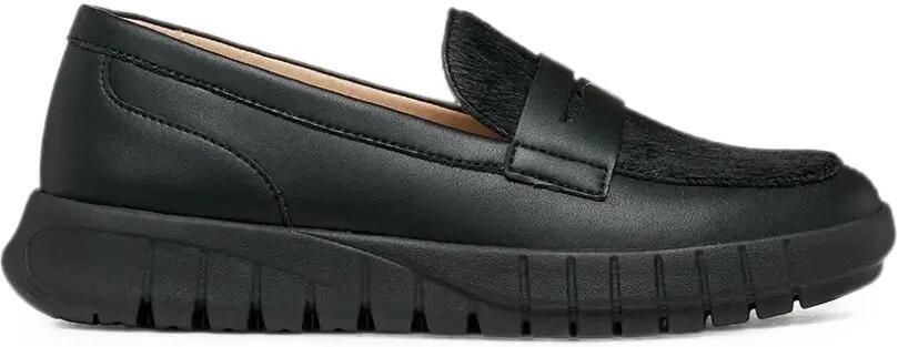 Geox Flextride kalfsleren loafers met vlak Zwart