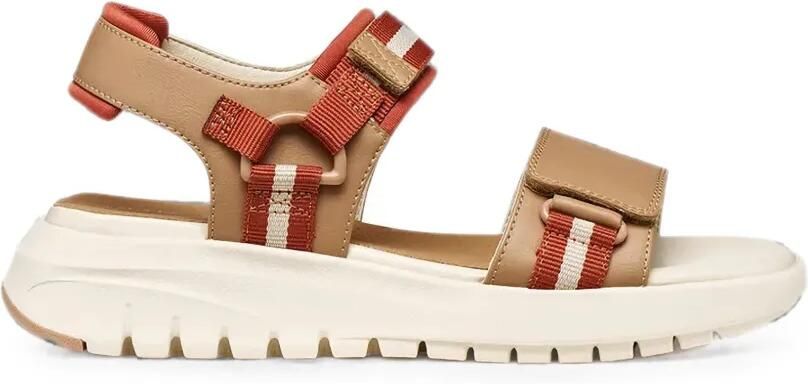 Geox Flextride S sandalen met plateauzool en klittenband Beige