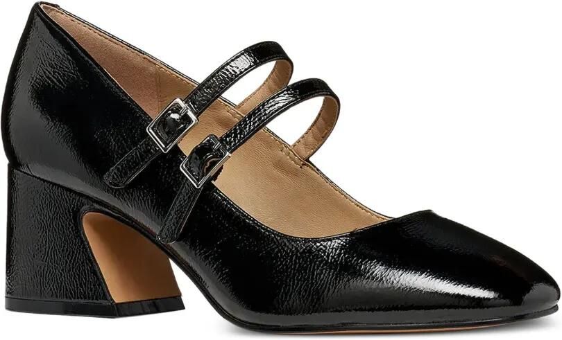 Geox Kalidine pumps met dubbele bandjes en gelakte afwerking Zwart