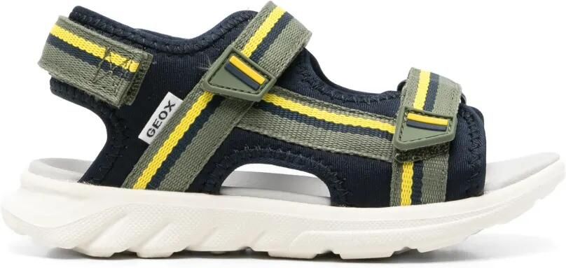 Geox Kids Airadyum gestreepte sandalen met klittenband Groen