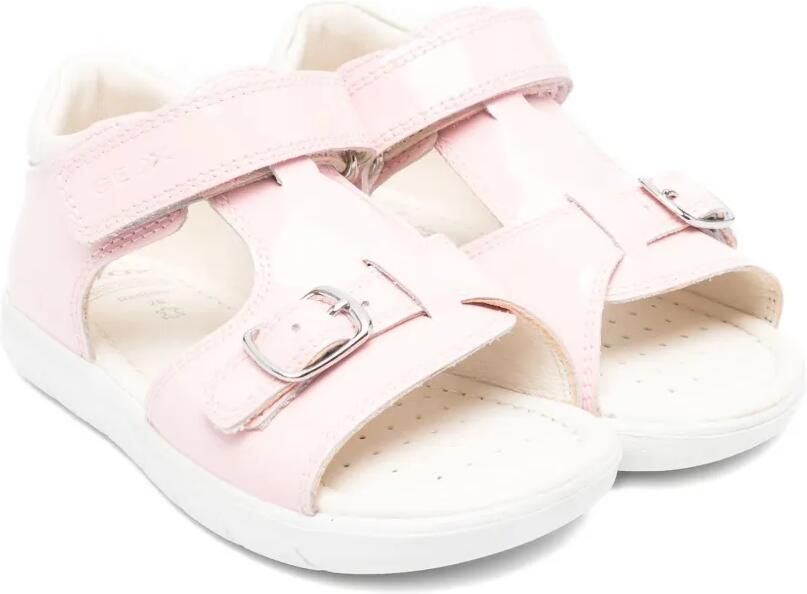 Geox Kids Alul leren sandalen met gespsluiting Roze