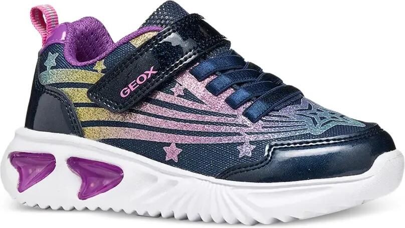 Geox Kids Assister sneakers met ster-patch en glitters Blauw - Foto 3