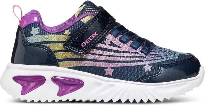 Geox Kids Assister sneakers met ster-print en glitters Blauw