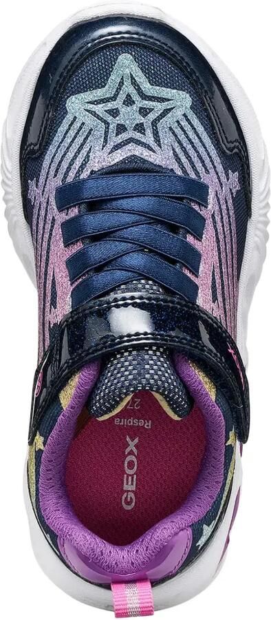 Geox Kids Assister sneakers met ster-patch en glitters Blauw - Foto 4