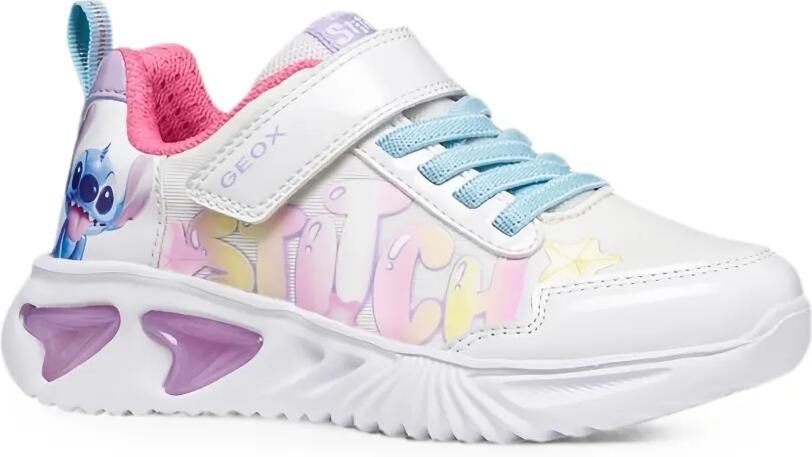 Geox Kids Assister sneakers met klittenband en print Wit
