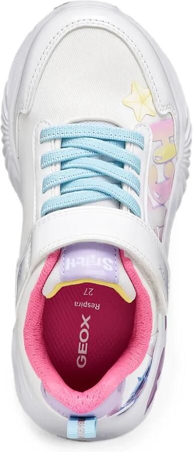 Geox Kids Assister sneakers met klittenband en print Wit - Foto 4