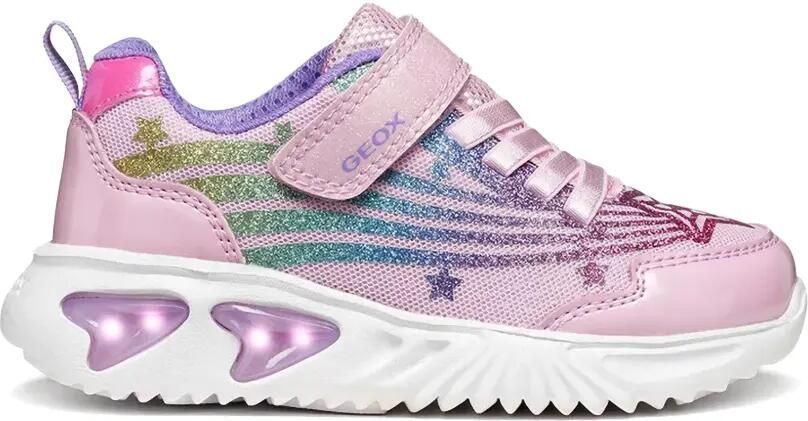 Geox Kids Assister sneakers met ster-print en glitters Roze