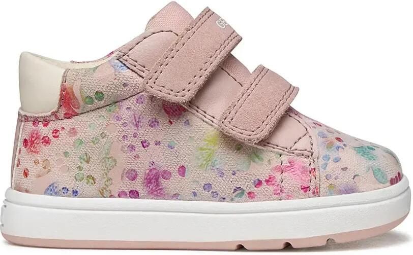 Geox Kids Bigia sneakers met klittenband en bloe print Roze - Foto 4