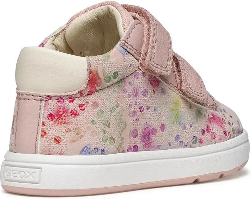 Geox Kids Bigia sneakers met klittenband en bloe print Roze - Foto 3