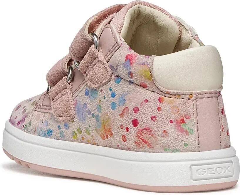 Geox Kids Bigia sneakers met klittenband en bloe print Roze - Foto 2