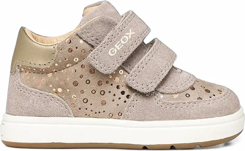 Geox Kids Biglia sneakers met metallic-effect en klittenband Beige