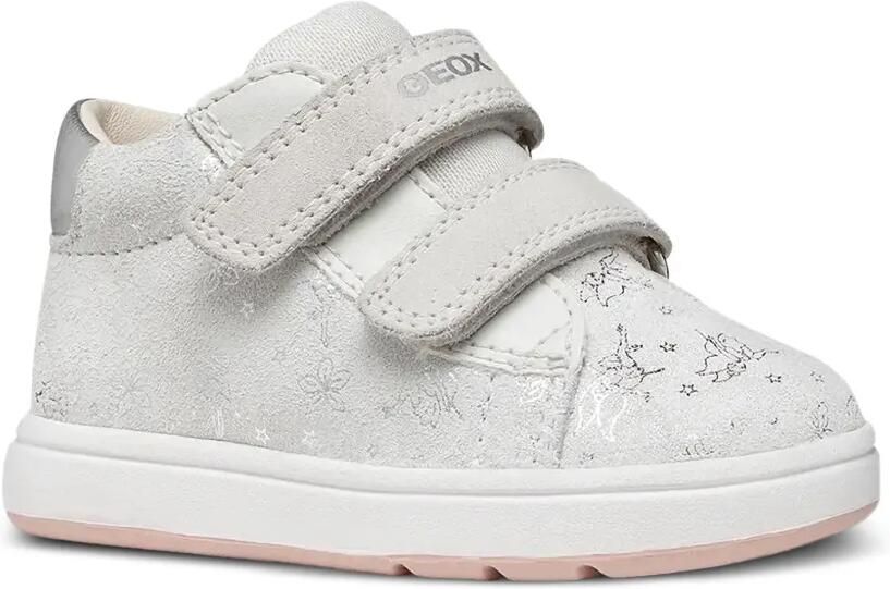 Geox Kids Biglia sneakers met klittenband en bloe print Wit