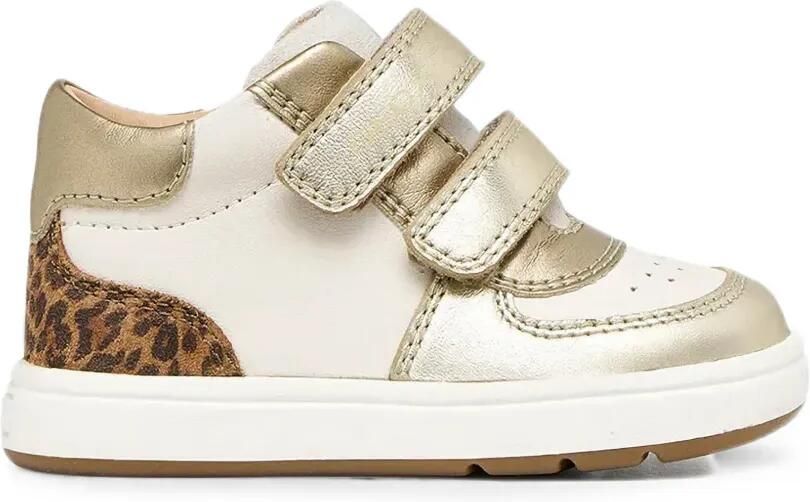 Geox Kids Biglia sneakers met klittenband en luipaardprint Beige