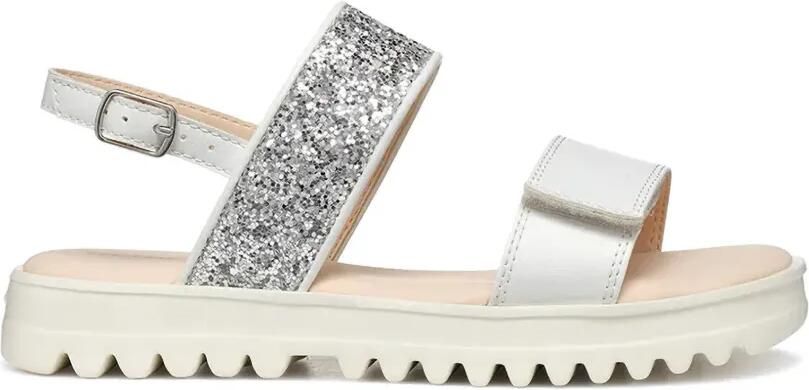 Geox Kids Coralie sandalen met glitterdetail en klittenband Zilver