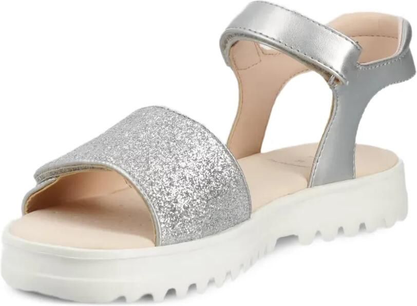 Geox Kids Coralie sandalen met klittenband en glitters-effect Zilver - Foto 2