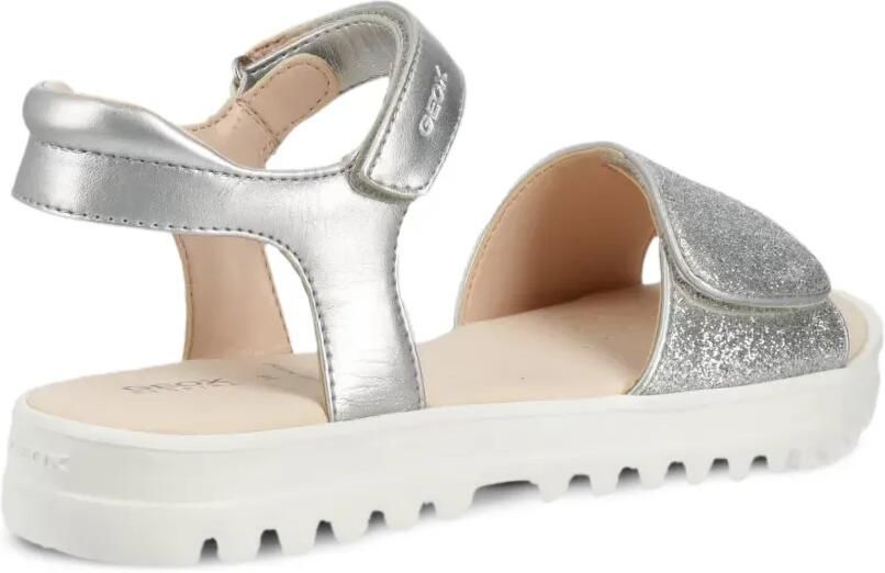Geox Kids Coralie sandalen met klittenband en glitters-effect Zilver - Foto 5