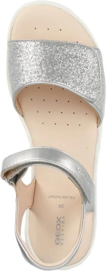 Geox Kids Coralie sandalen met klittenband en glitters-effect Zilver - Foto 4