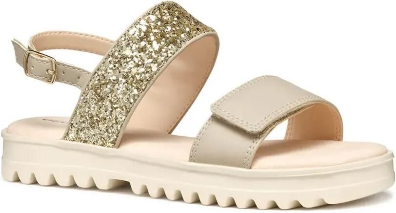 Geox Kids Coralie sandalen met plateauzool en glitters Beige