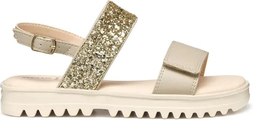 Geox Kids Coralie sandalen met plateauzool en glitters Beige - Foto 5