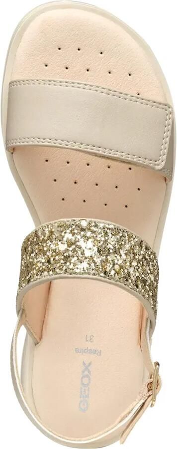 Geox Kids Coralie sandalen met plateauzool en glitters Beige - Foto 4