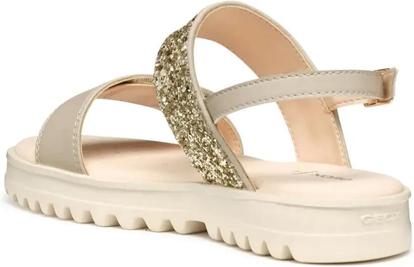 Geox Kids Coralie sandalen met plateauzool en glitters Beige - Foto 3