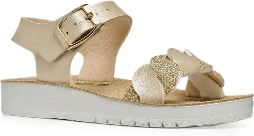 Geox Kids Costarei gevlochten sandalen met glitters Goud