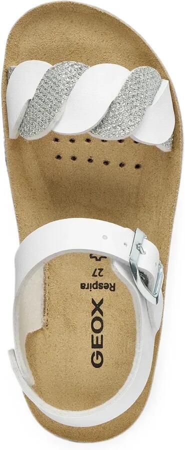 Geox Kids Costarei sandalen met gevlochten bandje en glitters Wit