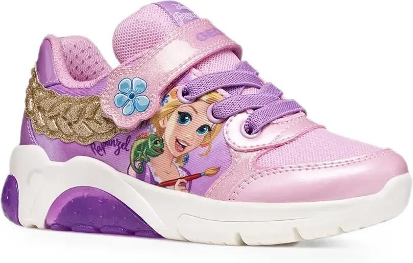 Geox Kids Disney Princess sneakers met gevlochten glitters Paars