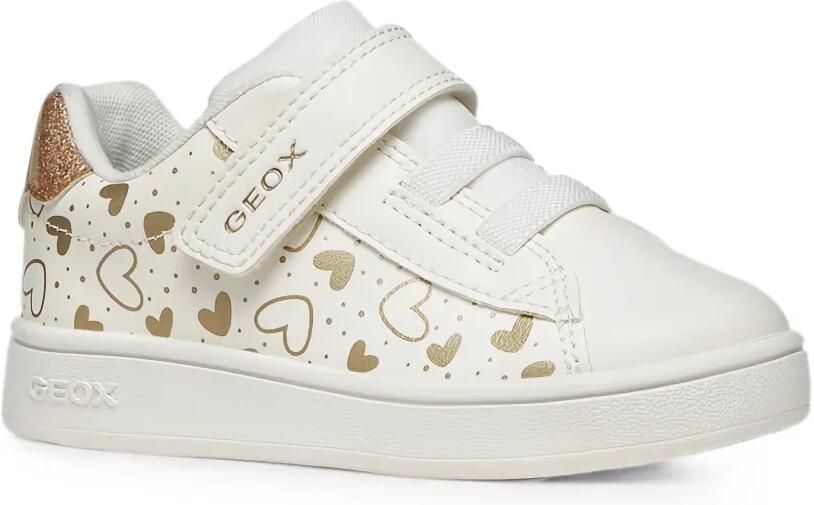 Geox Kids Eclyper sneakers met klittenband en hartprint Wit