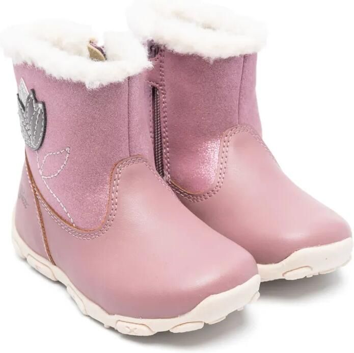 Geox Kids Enkellaarzen met geborduurde bloe Roze