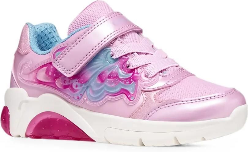 Geox Kids Fadinlight sneakers met mesh vlak en klittenband Roze