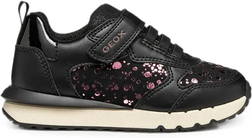 Geox Kids Fastics sneakers met metallic-print en klittenband Zwart - Foto 4