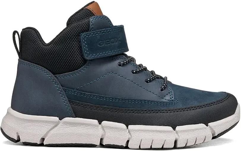Geox Kids Flexyper enkellaarzen met klittenband en veters Blauw