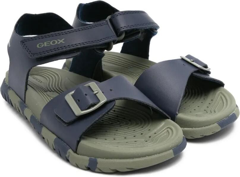 Geox Kids Fusbetto sandalen met camouflageprint en gespsluiting Blauw