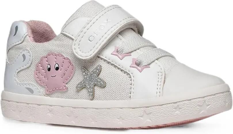 Geox Kids Gisli sneakers met klittenband en schelpenpatch Wit