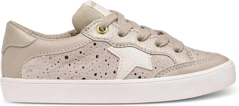 Geox Kids Gisli sneakers met sterpatch en geperforeerde details Beige