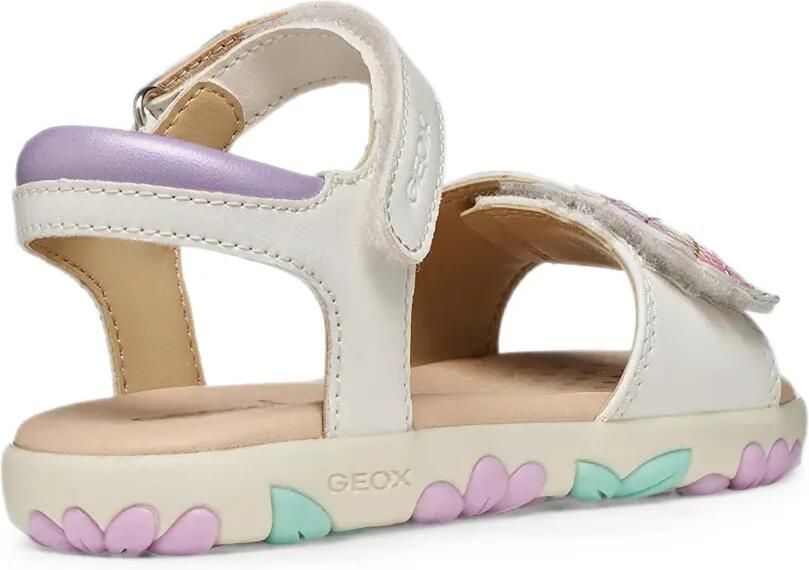 Geox Kids Haiti sandalen met open neus en klittenband en zeepatroon Wit - Foto 2