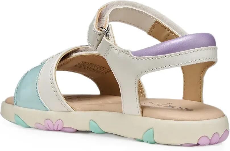 Geox Kids Haiti sandalen met open neus en klittenband en zeepatroon Wit - Foto 3
