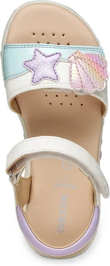 Geox Kids Haiti sandalen met open neus en klittenband en zeepatroon Wit - Foto 5